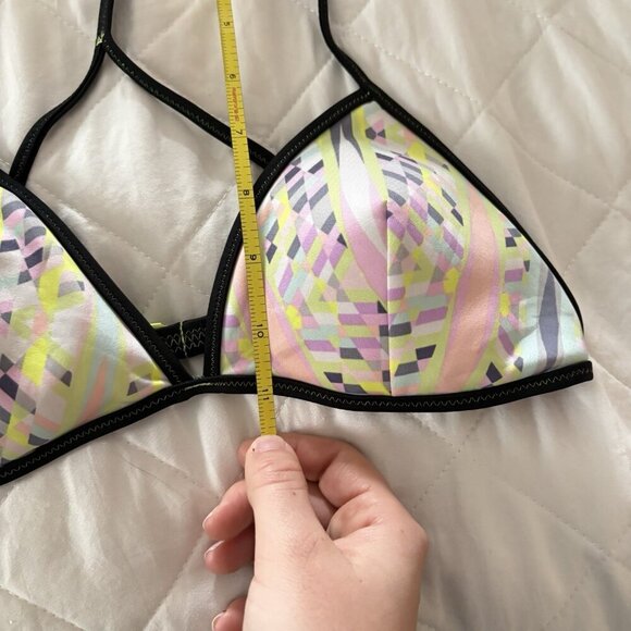 Victoria's Secret VS Womens Size Medium Abstract Neon Bikini Top Racerback - Picture 3 of 5